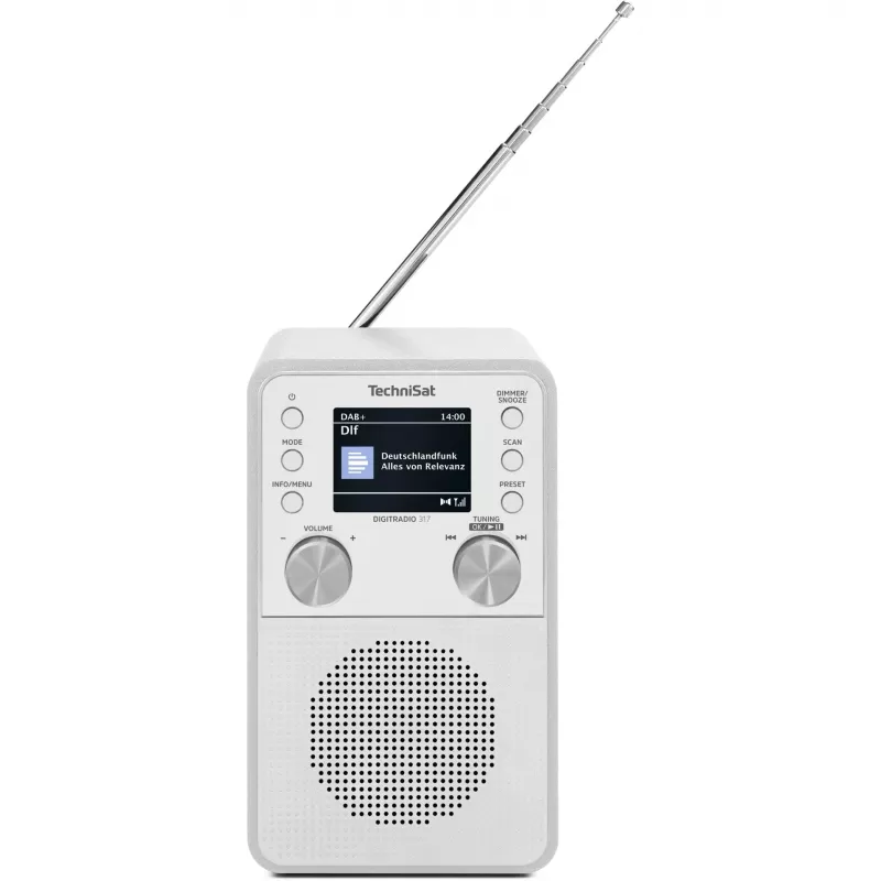 Digitalradio TECHNISAT DigitRadio 317 Weiß — FM- und DAB+-Empfang, kompaktes Tischdesign