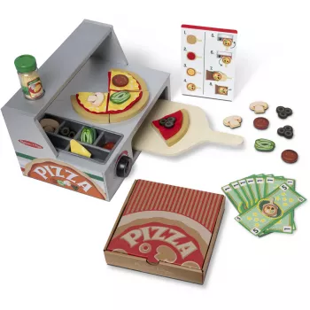 Spielküchenzubehör Spin Master Melissa & Doug Top & Bake Pizza Counter, Spiel-Pizza-Set zum Nachspielen