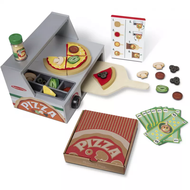 Spielküchenzubehör Spin Master Melissa & Doug Top & Bake Pizza Counter, Spiel-Pizza-Set zum Nachspielen