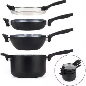 Kochtopfset Russell Hobbs RH01840EU7 – 4-teilig stapelbar, metallic marmoriert