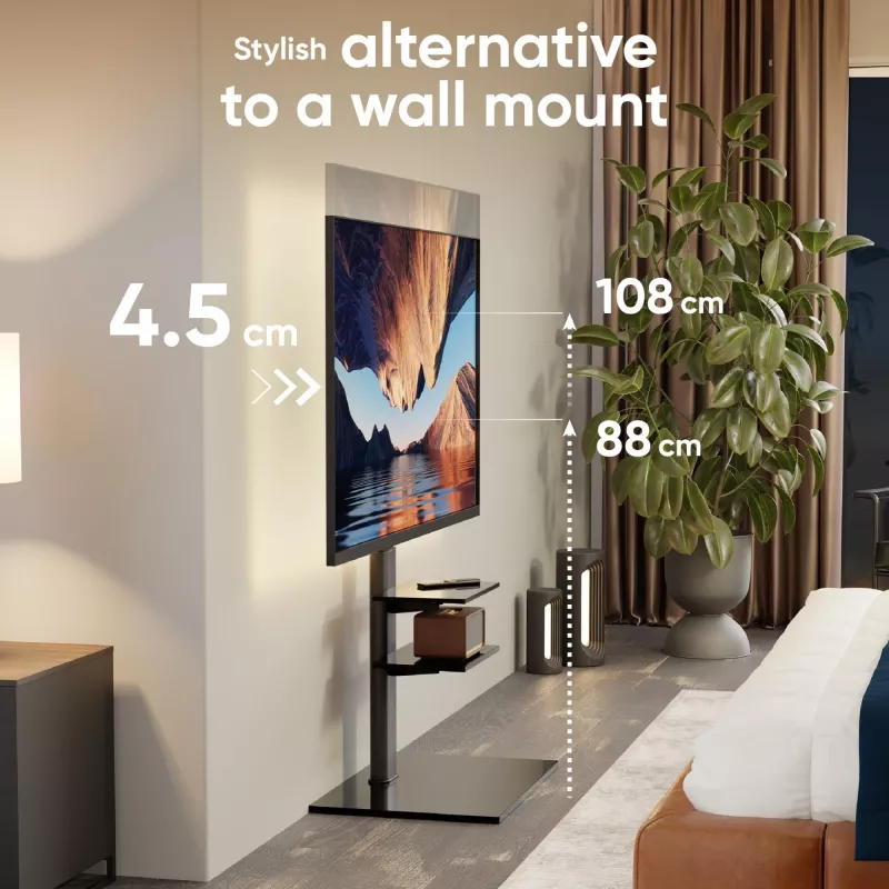 TV-Standfuß ONKRON TS5550-B für 32–65 Zoll (81,3–165,1 cm), max. Belastung 30 kg, VESA 100x100–600x400, Höhe 880–1080 mm, schwenkbar ±25°
