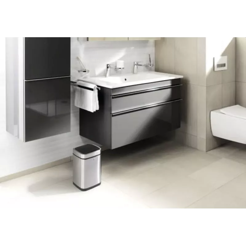 Mülleimer Langlebig NO TOUCH 6L Rechteckig Edelstahl Silber Schwarz