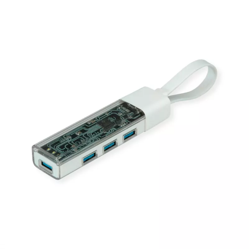 ROLINE mobiler USB 3.2 Gen 1 Hub, 4-fach, Typ A+C Anschlusskabel