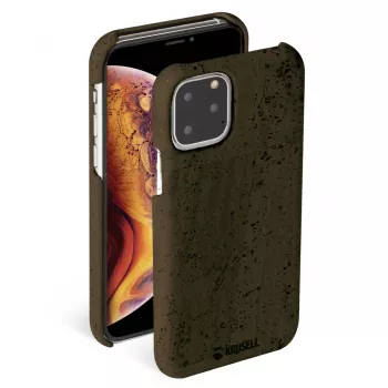 Handyhülle Krusell Birka für Apple iPhone 11 Pro Max, dunkelbraune Hülle im Lederstil