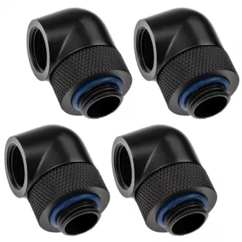 Adapter 90° G1/4 Zoll Außengewinde auf G1/4 Zoll Innengewinde drehbar, XSPC, schwarz, 4er-Pack