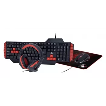 Gaming-Tastatur GEMBIRD GGS-UMG4-02 104 Tasten Full-Size USB QWERTY US-Englisch mit Maus, schwarz