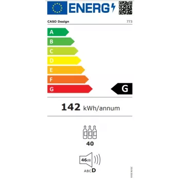 Caso | Weinkühler | WineChef Pro 40 | Energieeffizienzklasse G | Vitrine | Freistehend | Flaschenkapazität 40 Flaschen | Kühltyp Kompressortechnologie | Schwarz