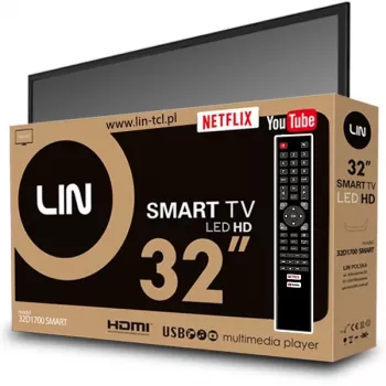 32 Zoll LIN 32D1700 SMART LED TV, HD‑Ready 1366x768, DVB‑T2, Wi‑Fi, 2×HDMI, 2×USB, 81,3 cm