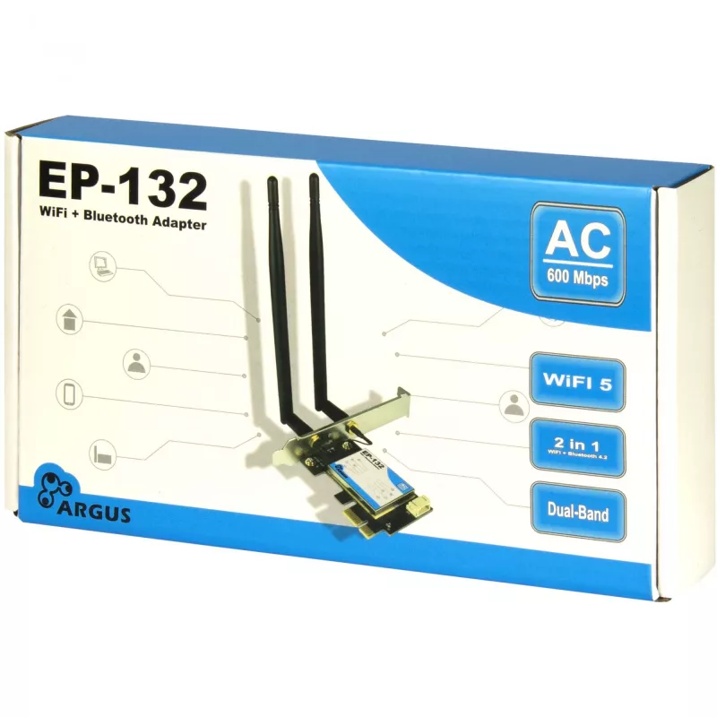 Kabelloser USB-Netzwerkadapter INTER-TECH Argus EP-132, USB 2.0, Wi-Fi 5 (bis zu 600 Mbit/s)