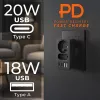 Power Splitter MACLEAN MCE249 F/B – 2 AC-Steckdosen (16A + 6A) mit 2×USB-A und 2×USB-C PD 20W, EU-Stecker, schwarz