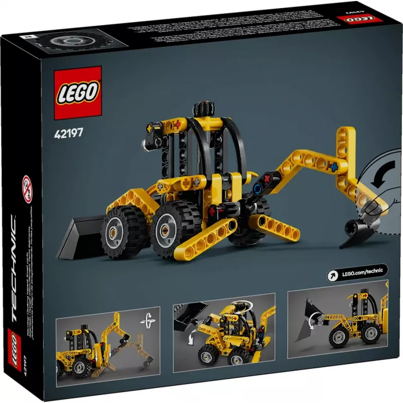 Konstruktionsset LEGO Technic Backhoe Loader 42197 — Knicklenkung, funktionierender Lader, 104 Teile, empfohlenes Alter 7+