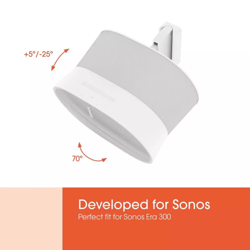 Vogels Wandhalterung | Lautsprecher-Wandhalterung für Sonos Era 300 | Neigbar, drehbar | Maximale Tragfähigkeit 7 kg | Weiß