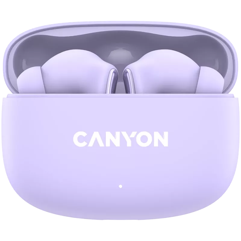 Canyon TWS-9 CNS-TWS9P Kopfhörer – True Wireless – Bluetooth 5.4 – In-Ear – 6h + 30h Laufzeit – USB-C Ladecase – Touch-Steuerung – lila