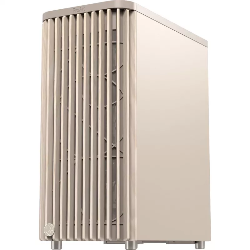 PC-Gehäuse ASUS PROART PA401 WOOD TG PWM BEIGE Gehäuse — ATX, 503×225×412 mm, 2×3,5 Zoll/2×2,5 Zoll, GPU bis zu 315 mm