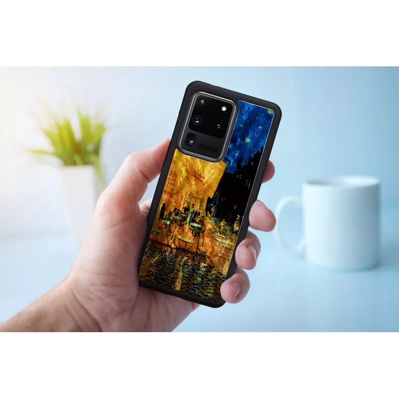 Handyhülle iKins für Samsung Galaxy S20 Ultra — schwarz, Modell 'Cafe Terrace'
