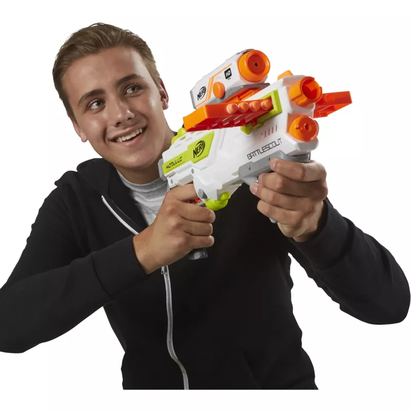 Spielzeugblaster HASBRO Nerf BattleScout ICS-10 FFP B1756F030 – Schaumstoffpfeil-Blaster, Einzelschuss, taktische Schiene