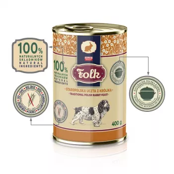 FOLK Traditionelles polnisches Kaninchenfest - Nassfutter für Hunde - 400 g