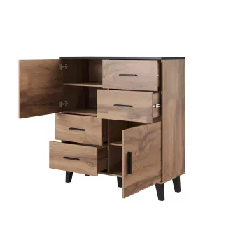 Cama sideboard LOTTA 110 2D4S wotan oak/mat Schwarz
