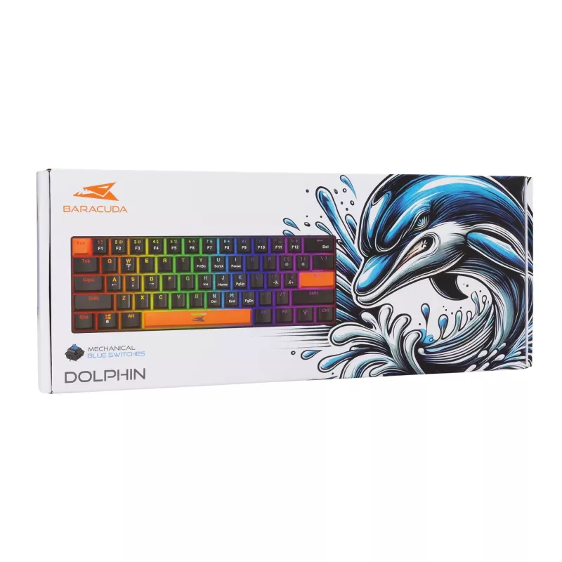 Mechanische Tastatur Baracuda Dolphin Schwarz US-Layout mit Blue-Switches