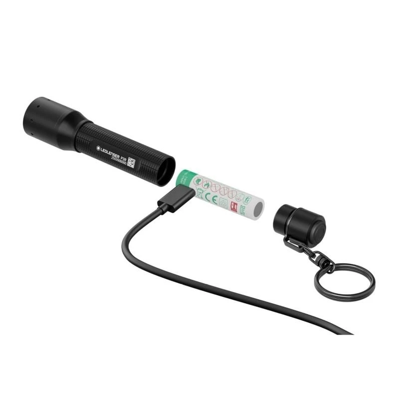 Taschenlampe Ledlenser P3R Schwarz — wiederaufladbare kompakte LED-Schlüsselanhängerleuchte