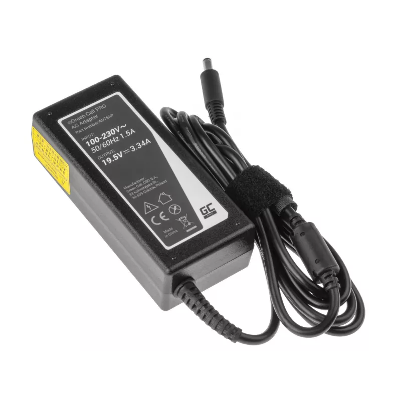 Netzteil Grün Cell AD75AP 65W 19,5V 3,34A für Dell-Laptops, innen, schwarz