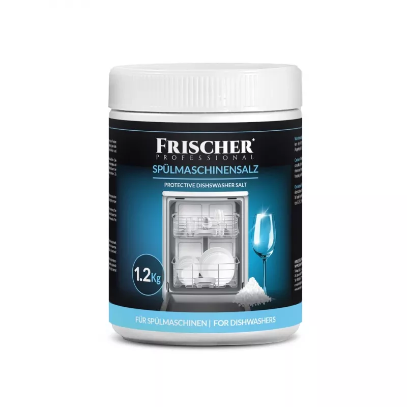 Spezialsalz für Geschirrspüler FRISCHER FR00101_1200, 1,2 kg, Wasserenthärtungssalz im Plastikbehälter