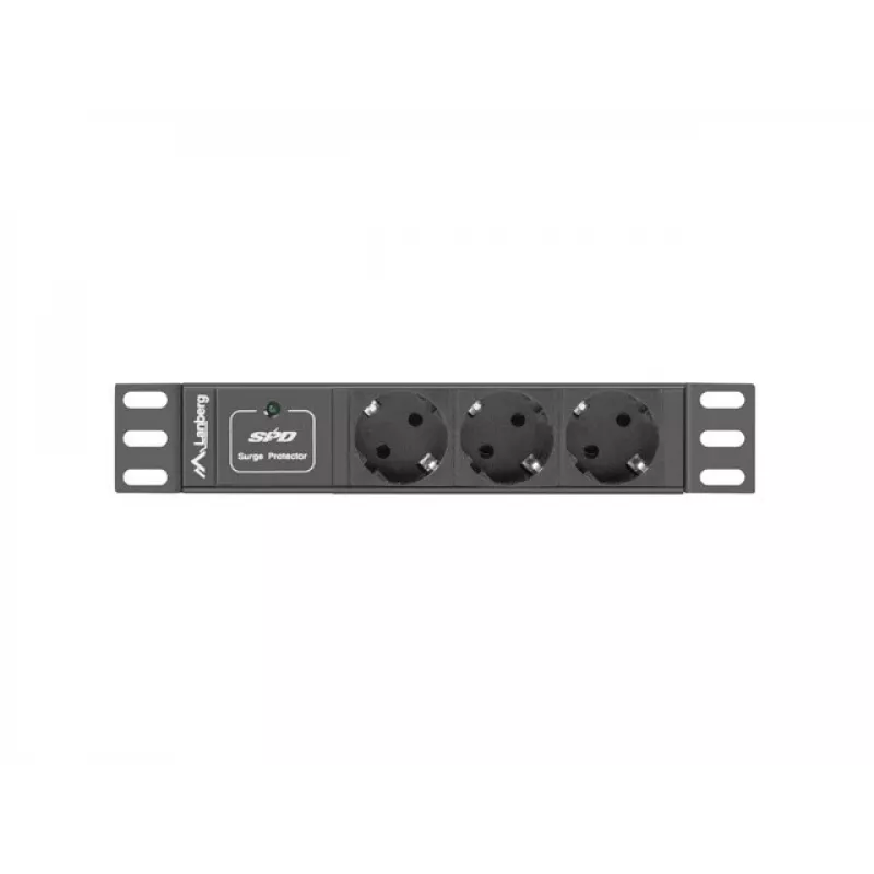 Lanberg PDU-03F-0200-BK Stromverteilereinheit (PDU) 1U Schwarz 3 AC-Outputs (PDU-03E-0200-IEC-BK)