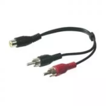 Wentronic Goobay RCA-Adapterkabel, Schwarz, 0,2 m - RCA-Buchse > 2x RCA-Stecker (Audio links/rechts) (50008)