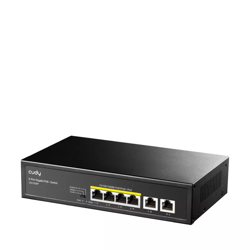 Netzwerk-Switch Cudy GS1006P Unmanaged Gigabit Ethernet 6-Port PoE, 12 Gbit/s, 2048 MAC, Schwarz