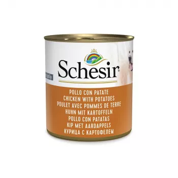 Nassfutter für Hunde Agras Pet Foods Schesir Huhn mit Kartoffeln in Gelee 285 g, ausgewachsene Hunde, gluten- und sojafrei