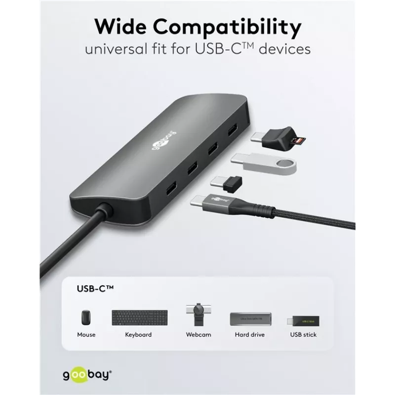 Goobay Slim 4-Port USB-Hub USB-C auf 10 Gbit/s - -Plug> 4x (76565)