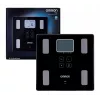 Elektronische Personenwaage Omron VIVA – quadratisch, schwarz, max. 150 kg, 100 g Genauigkeit, Körperfett/BMI/BMR, 30-Benutzer-Speicher