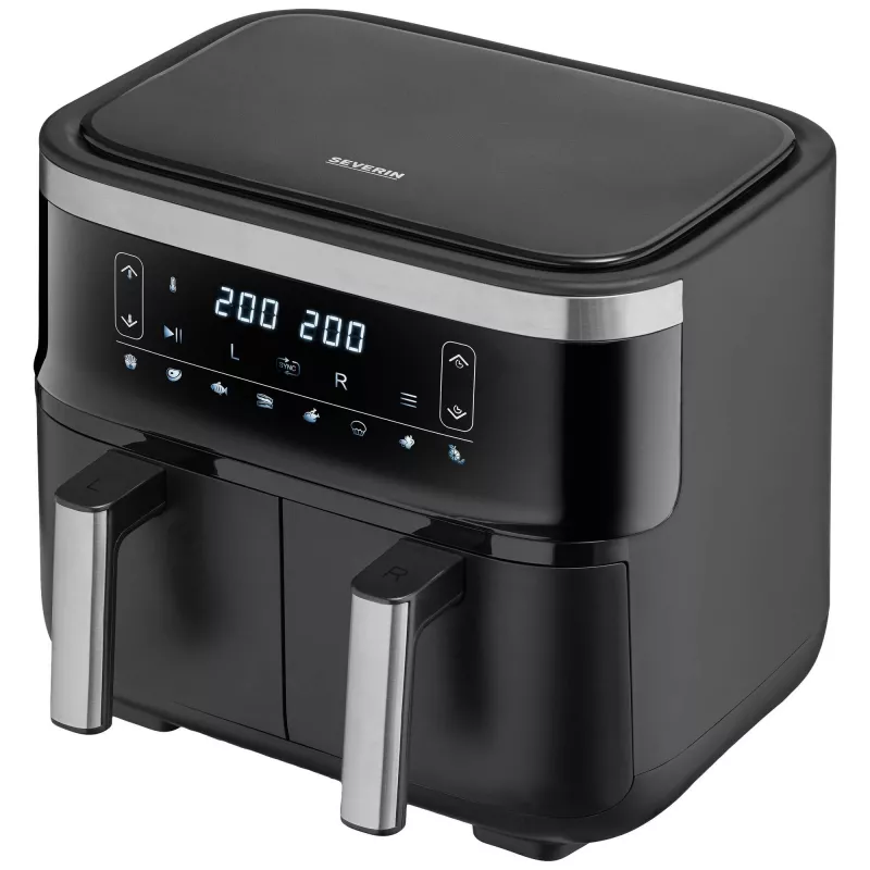 Heißluftfritteuse Severin FR 2453 Double 3,25 L 2850 W Schwarz Silber