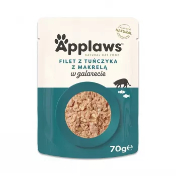 Nassfutter für Katzen Applaws Thunfischfilet mit Makrele in Gelee 70 g Beutel