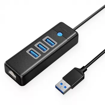 USB-Hub ORICO PW3UR-U3 3-Port mit RJ45-Ethernet-Port
