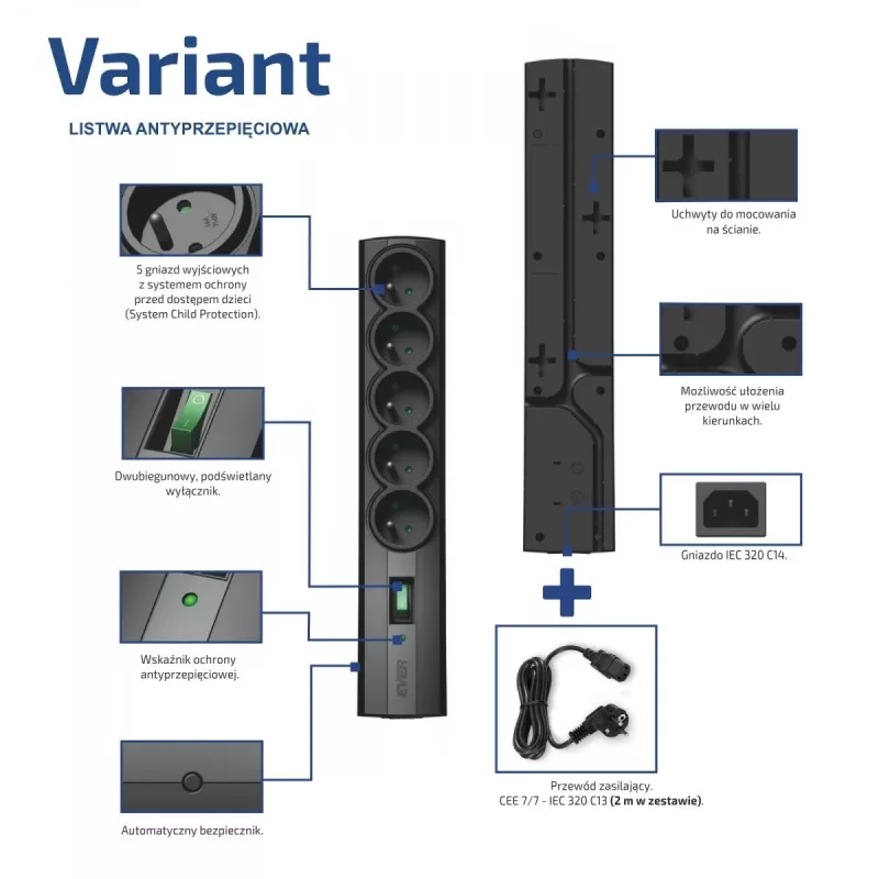 EVER VARIANT Steckdosenleiste 2M T/LZ09-VAR020/0410