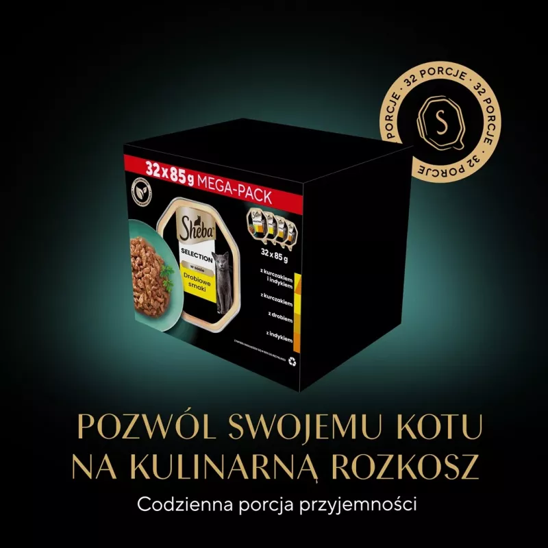 Nassfutter für Katzen Sheba Schale Sauce Geflügel (Huhn, Truthahn) 32 x 85 g Schale