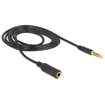 Audiokabel 3,5 mm Stecker auf Buchse DeLOCK 84666 Schwarz 1 m