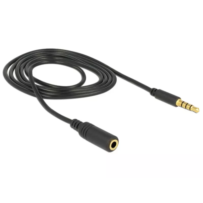 Audiokabel 3,5 mm Stecker auf Buchse DeLOCK 84666 Schwarz 1 m