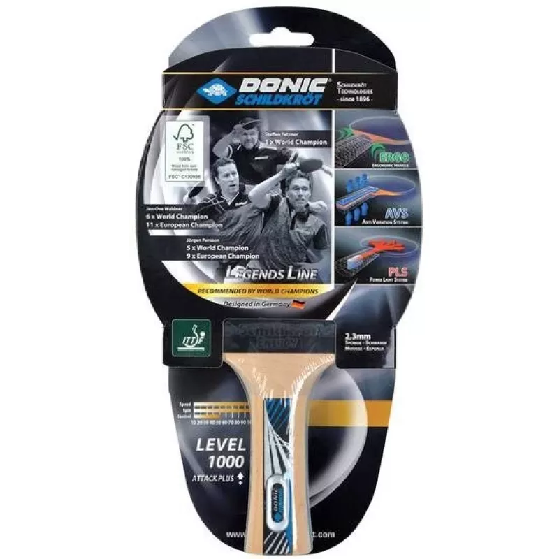 Tischtennisschläger Donic Schildkröt Legends 1000 Schwarz Blau Holz