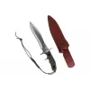 Feststehendes Messer Cinema Classic CC-H5 Rambo V — Überlebensmesser, Stahlklinge 230 mm, Gesamtlänge 385 mm, grüner Polymergriff, Lederscheide
