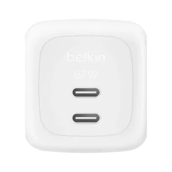 Indoor-AC-Schnellladegerät Belkin WCH020KQ2MWH-B6 – 2x USB-C, 2 m integriertes Kabel, weiß