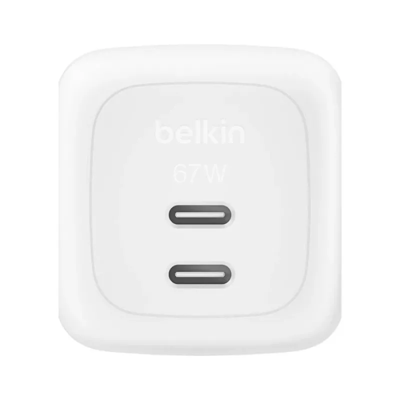 Indoor-AC-Schnellladegerät Belkin WCH020KQ2MWH-B6 – 2x USB-C, 2 m integriertes Kabel, weiß