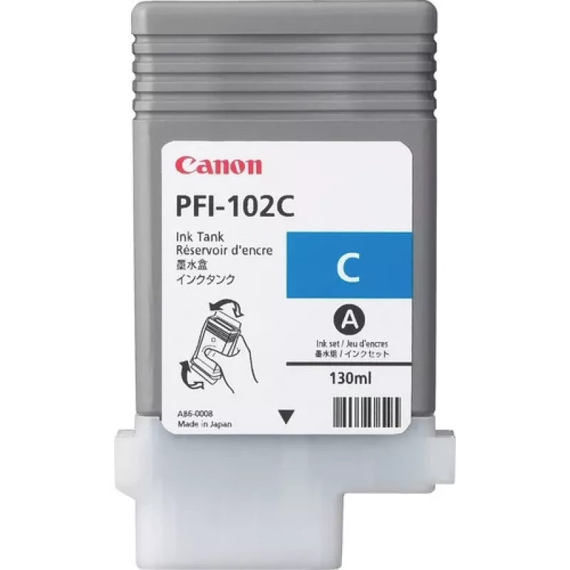 Tintenpatrone Canon PFI-102C Cyan – kompatibel für großformatige Canon-Drucker, 130 ml Kapazität