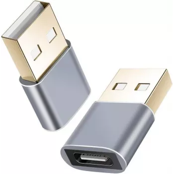 Adapter helos 304282 USB 2.0 Typ-C-Buchse auf USB 2.0 Stecker, dunkelgrau