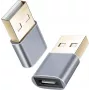Adapter helos 304282 USB 2.0 Typ-C-Buchse auf USB 2.0 Stecker, dunkelgrau