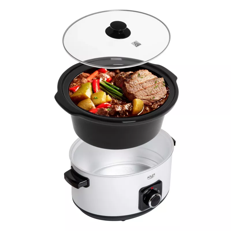 Adler AD 6413r Slow Cooker, 5,8L, Weiß