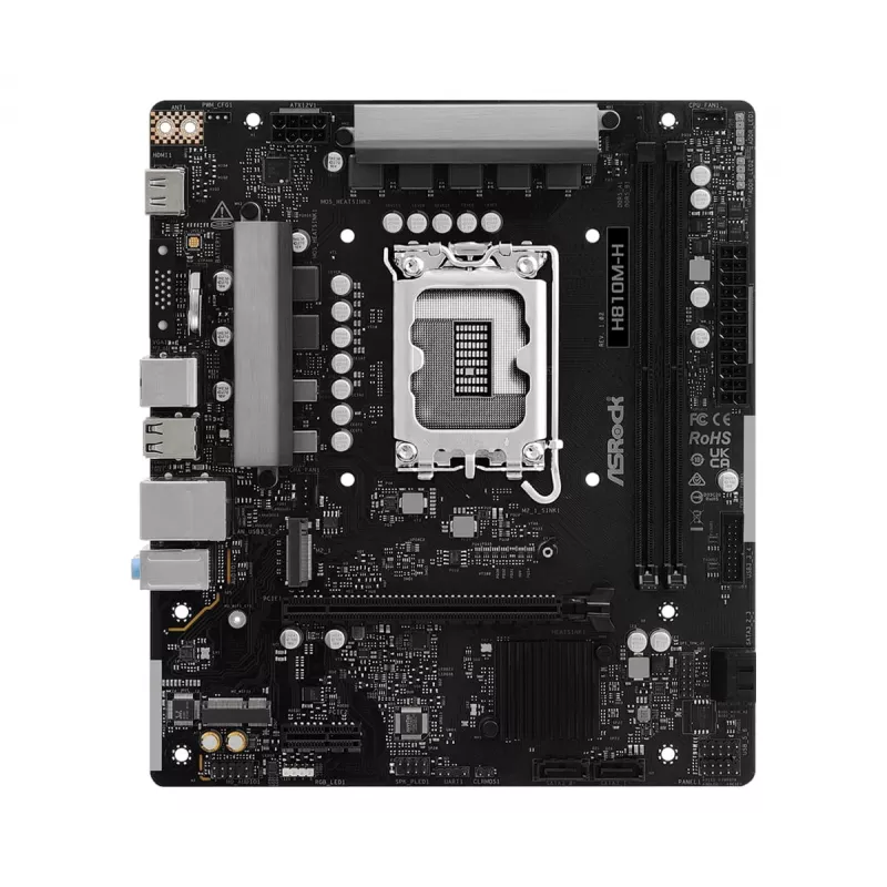 Micro-ATX-Mainboard ASRock H810M-H — Intel H810, LGA 1851 (Socket V1), 2x DIMM DDR5, bis zu 128 GB, M.2 & SATA III