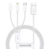 USB-Kabel Baseus SUP0003529 — USB 3.2 Gen 1 (3.1 Gen 1), 1 m, USB-A auf USB-C / Micro USB-A / Lightning, Weiß