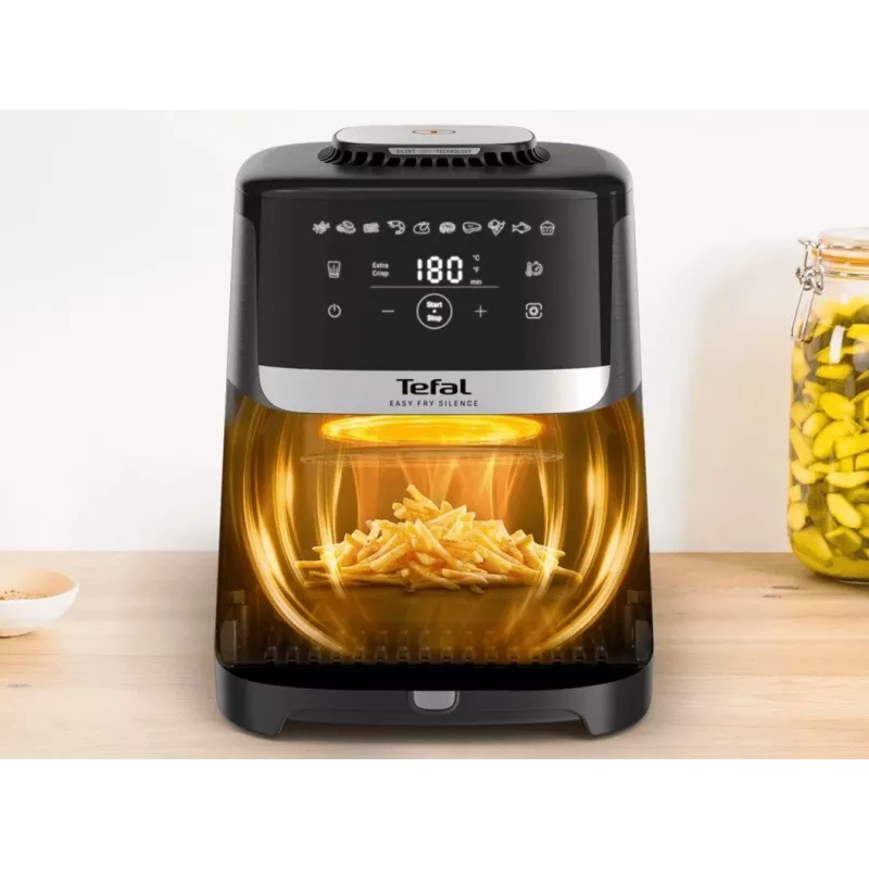 Tefal Easy Fry Silence EY551HE0 Fritteuse Einzel 5 L Stand-alone Heißluftfritteuse Schwarz, Grau, Edelstahl